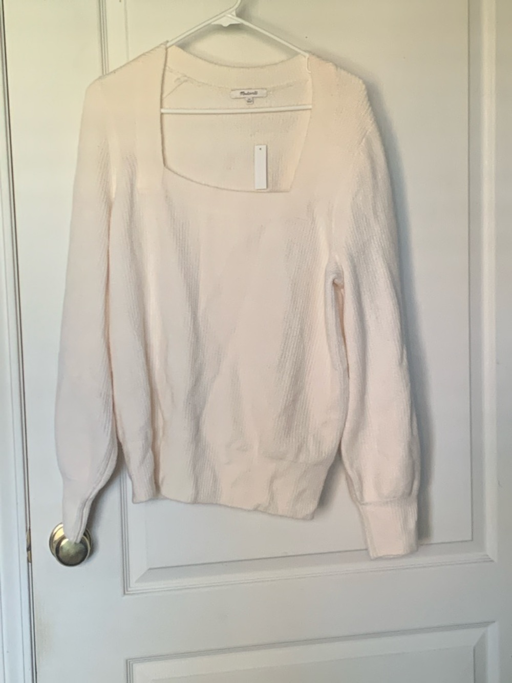 Madewell Ivory Square-Neck Lightweight Knit Sweater